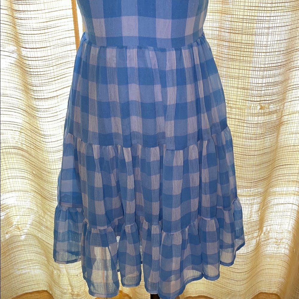 Princess Polly Blue and White Checkered Backless Dress - Picture 3 of 11